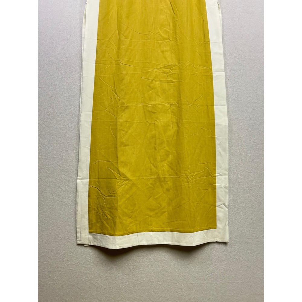 Fashion Clothing Sleeveless Midi Dress Mustard Yellow White Paneled Round Neck S - Picture 3 of 10